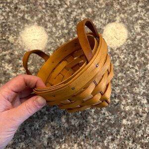 Longaberger 4.5” round x 3” high wood basket 1995